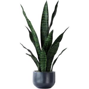 Beebel Artificial Plants Sansevieria Snake Plant with Black Plastic Planter Greenery Perfect Faux Agave Fake Plants in Pot for Home Office Indoor and Outdoo Dcor (22" Green)