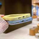 Compatible with iPhone 14 Pro Case 6.1" 2022, Cute Kawaii Curly Wave Frame Shape Soft Silicone Shockproof Protective Phone Cover for Women Girls, Clear/Purple