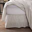 Timeless Ticking Ruffled Twin Bed Skirt, 16" Drop, Soft White and Gray Ticking Stripes, Vintage Farmhouse Style Dust Ruffle