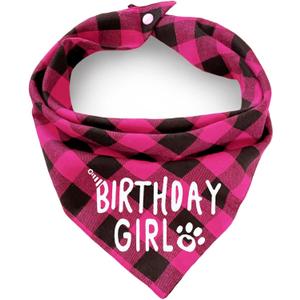 Plaid Dog Bandana with Button, Dual Layer Soft Cotton Triangle Dog Scarf Kerchief, Washable Girl Boy Bandanas Adjustable Accessories for Small Medium Large Extra Large Puppy Pet