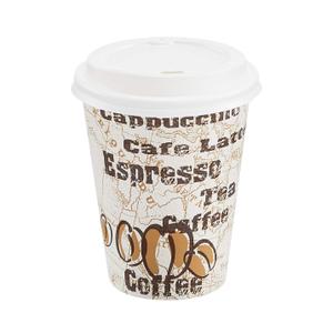 Amazon Basics to Go Hot Paper Coffee Cups with Lids, 12 oz, Caf Design, Disposable, 100-Count