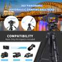 Fluid Head Video Tripod, Stable Tripod with 2-in-1 Monopod,1/4 inch Screws Fluid Drag Pan Head and Carry Bag for Nikon Canon Sony DSLR Cameras Video Camcorders