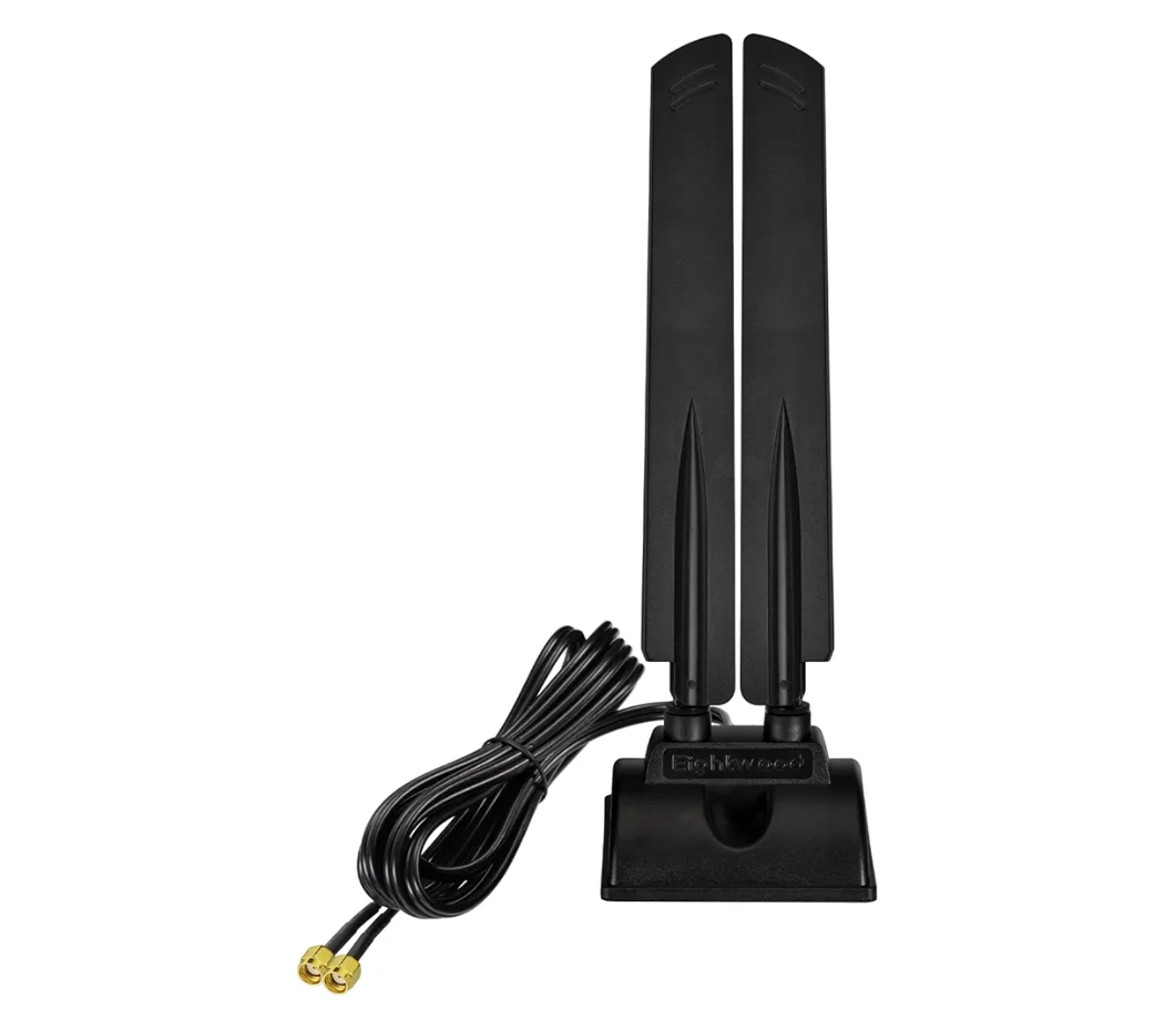 Eightwood WiFi 6E Antenna Tri-Band 6GHz 5GHz 2.4GHz RP-SMA WiFi Antenna Magnet Mount Base for PC Desktop Computer Motherboard WiFi Bluetooth Card Wireless Router