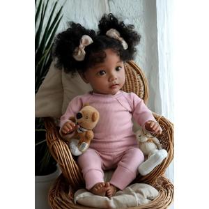 BABESIDE Lifelike Reborn Baby Dolls Daisy Black Girl- 20 Inch Soft Body Realistic-Newborn Handmade Real Life Baby Dolls with Clothes and Toy Gift for Kids Age 3+
