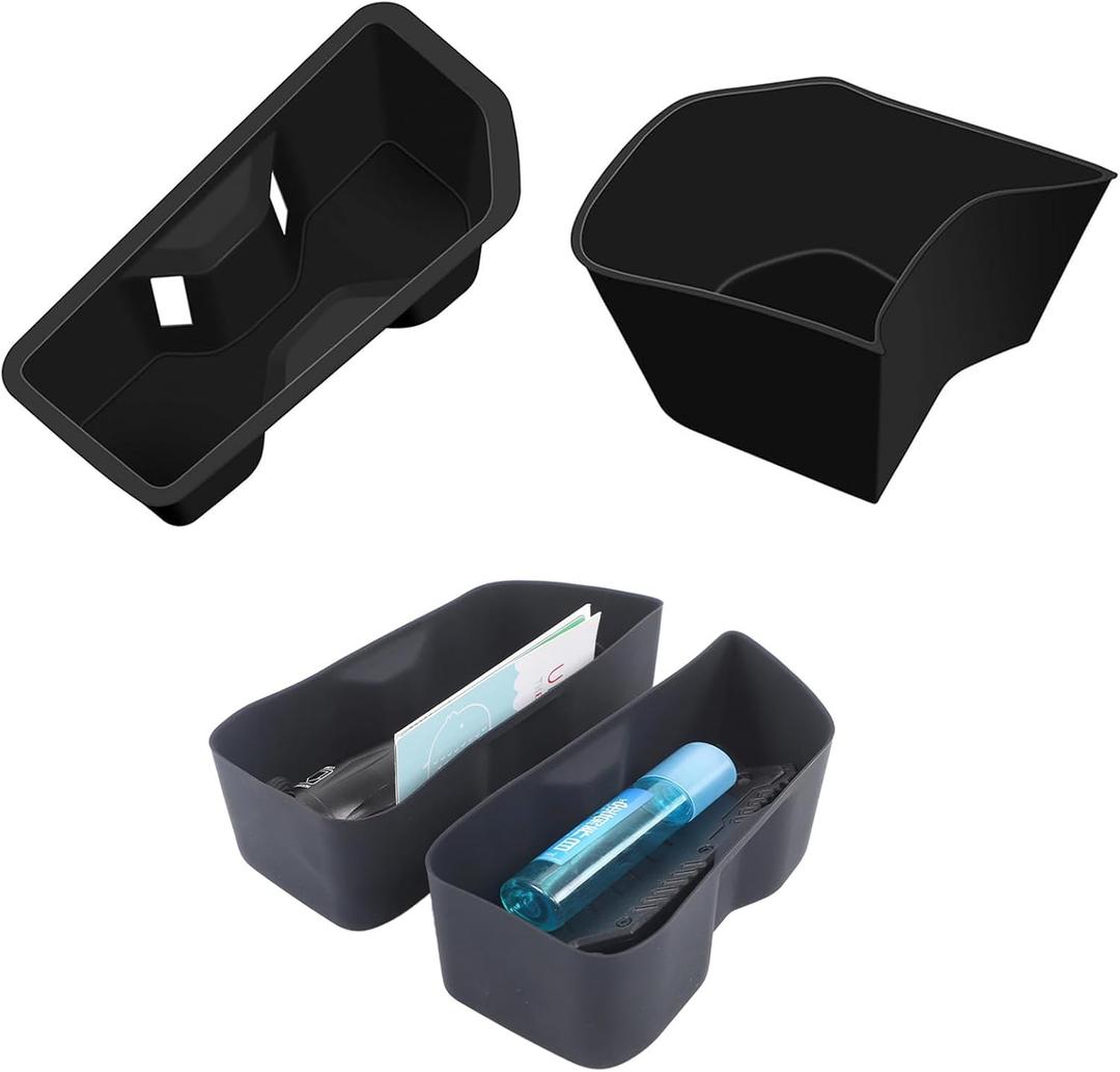 4PCS for 2024 2025 Toyot-a Grand Highlander Rear Car Door Container Silica Gel Pad and Center Console Front&Small Cup Holder Inserts Handle Storage Slot Pad Internal Modification Accessories