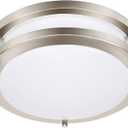 Drosbey 50W Dimmable LED Ceiling Light Fixture, Flush Mount Light Fixture for Kitchen, Bathroom, Bedroom, Garage, 5000 Lumens, 500W Equivalent, 13.2in, Daylight 5000K, Brushed Nickel
