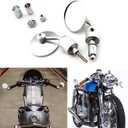 Silver Universal Motorcycle Rearview Mirrors 7/8" Bar End Compatible with Honda Cafe Racer Yamaha Suzuki Kawasaki Scooter