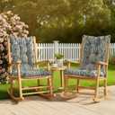 Set of 2 Rocking Chair Cushions for Outdoor/Indoor Use, Water Repellent Tufted Chair Pads, 19"x19" Thick Rocking Seat Cushions Set for Patio,Porch Rocker - Crayon Shells, 19"x19"seat/24"x19" Back