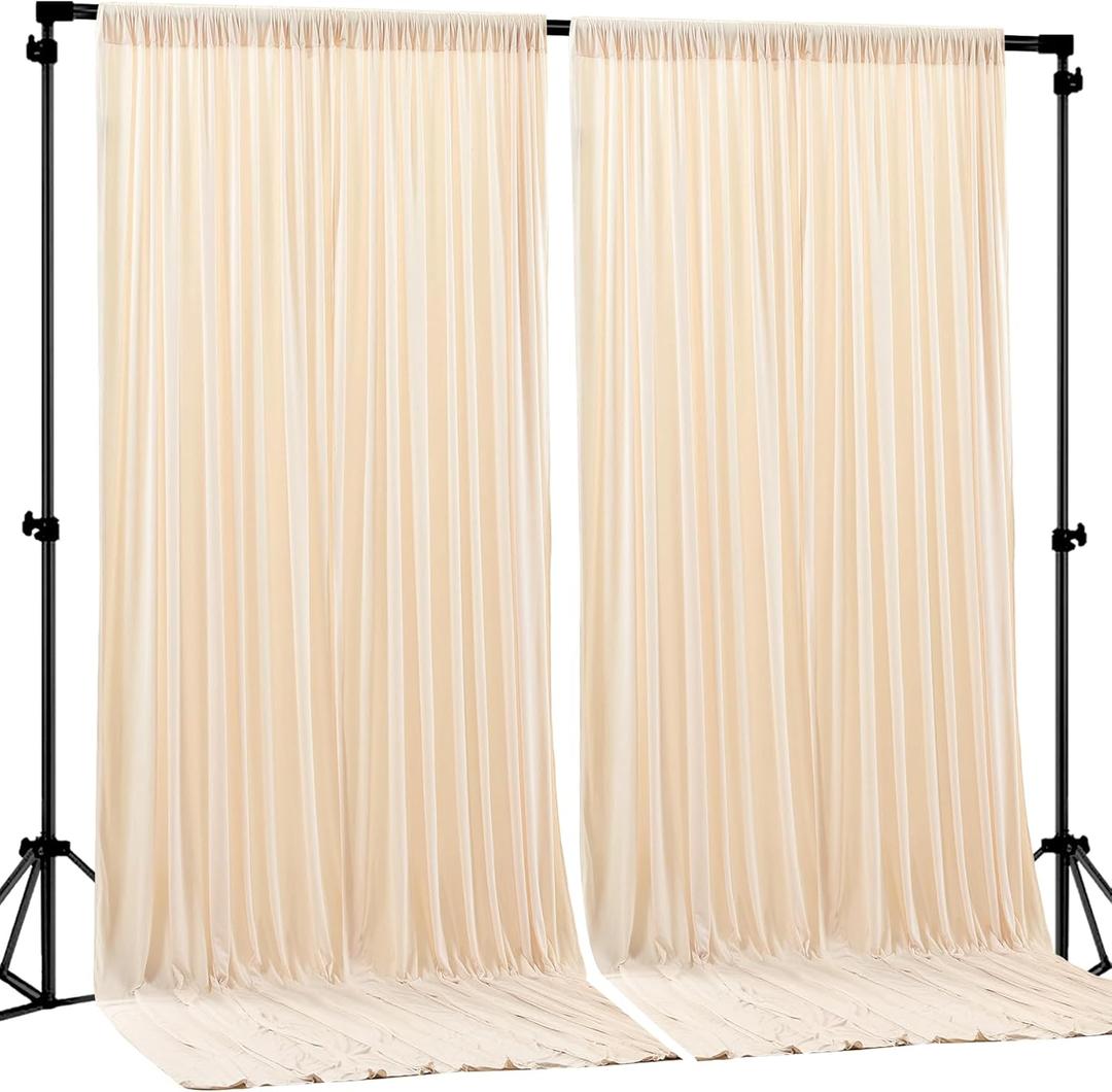 Deep Champagne Backdrop Curtain 2 Panels-Wrinkle-Free Curtains Polyester Photography Drapes for Baby Shower Birthday Party Photo Background Backdrop Stand- 8 X10FT (Champagne)