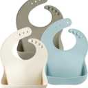 PandaEar Set of 3 Silicone Baby Bibs Waterproof, Soft, Unisex, 10-72 Months