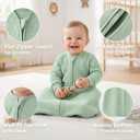 Yoofoss Baby Sleep Sack 6-12 Months 1.0 Tog Long Sleeve Sleep Sack Organic Cotton Wearable Blanket for Infants 2-Way Zipper Quilted Sleeping Sacks(Medium)