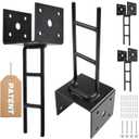 4 Pack U Shape Post Anchor, 4"x 4" Post Base for Concrete, Design Patented Product, 11 Gauge 3 mm Thickness Galvanized Black Pergola Deck Bracket with Screws(Inner Dia 3.6x3.6)