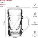 Encheng Glass Beer Stein Mugs Jumbo Mugs,German Beer Mug With Handle 1.2Liter,Big Freezable Glass Mug 40oz,Extra Large German Beer Glasses BPA Free,Dishwasher Safe 2 Pack