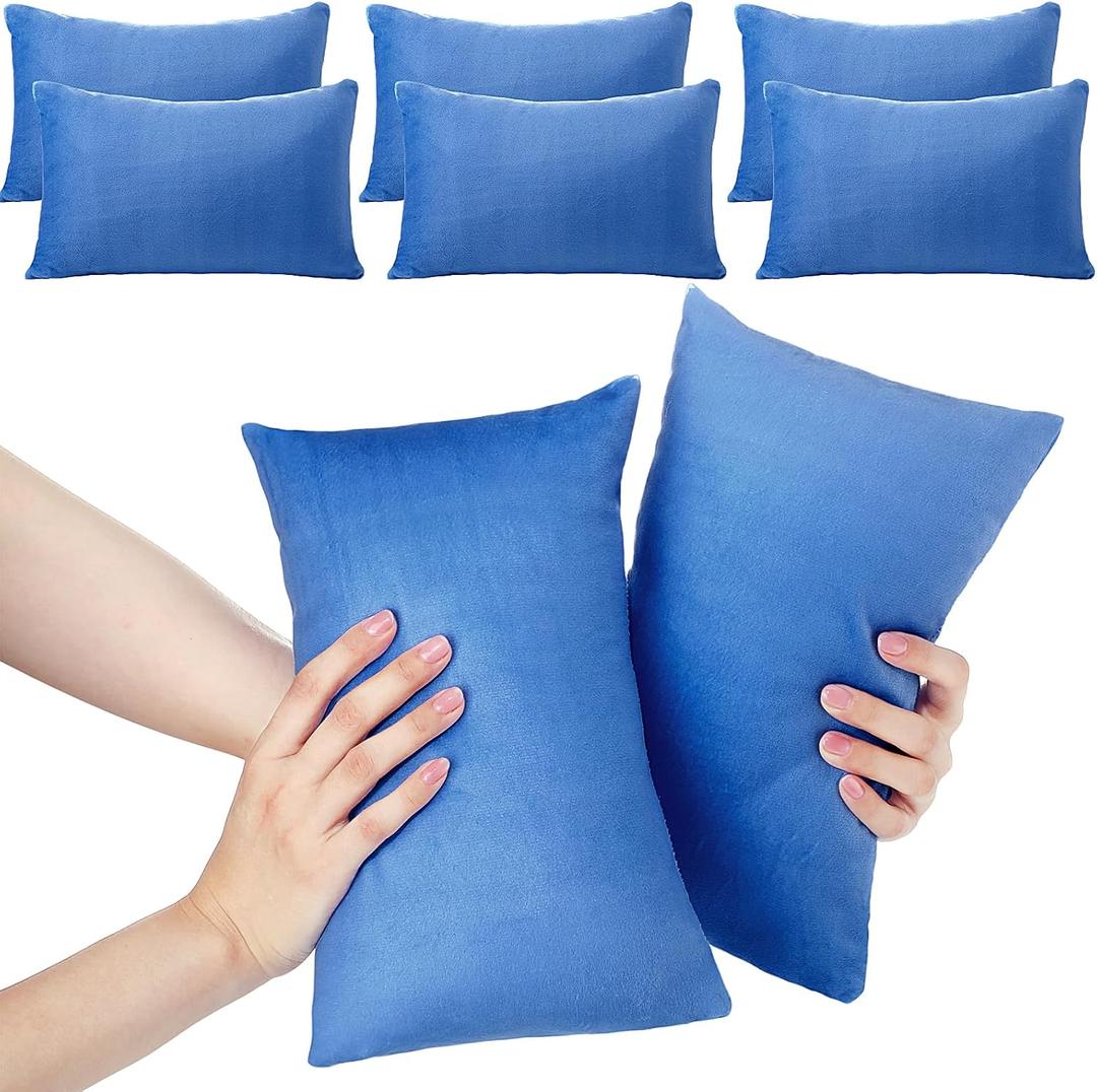 Geelin 6 Pack Small Pillows for Travel 7"x11" Mini Pillows Bulk with Zipper Epe Foam Soft Machine Washable Tiny Cushion for Sleeping Airplane Car Neck Lumbar Nap Pets (Classic, Blue)