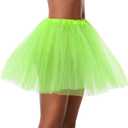 Women Teen Adult Classic Elastic 3 4 5 Layered Tulle Tutu Skirt Costume Bottom (One Size, 3Layer-LightGreen)