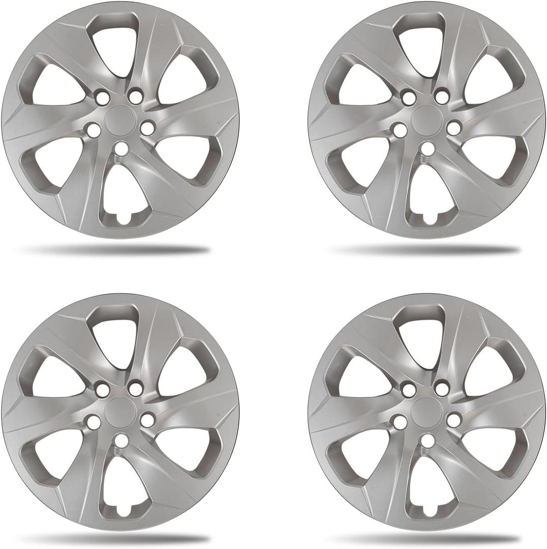 ABS Hubcaps Compatible with Toyota RAV4 2019-2024 | OEM Style 17in Wheel Covers (Set of 4) | 6-Spoke Replacement | Anti-Rust Coating Design (Gloss Silver)