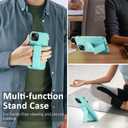 Varikke Compatible with iPhone 15 Case with Stand, Magnetic Vertical & Horizontal Kickstand Hand Strap Protective Phone Case, Candy Color Cute Thin Slim Hybrid Silicone Cover 6.1 Inch, Mint