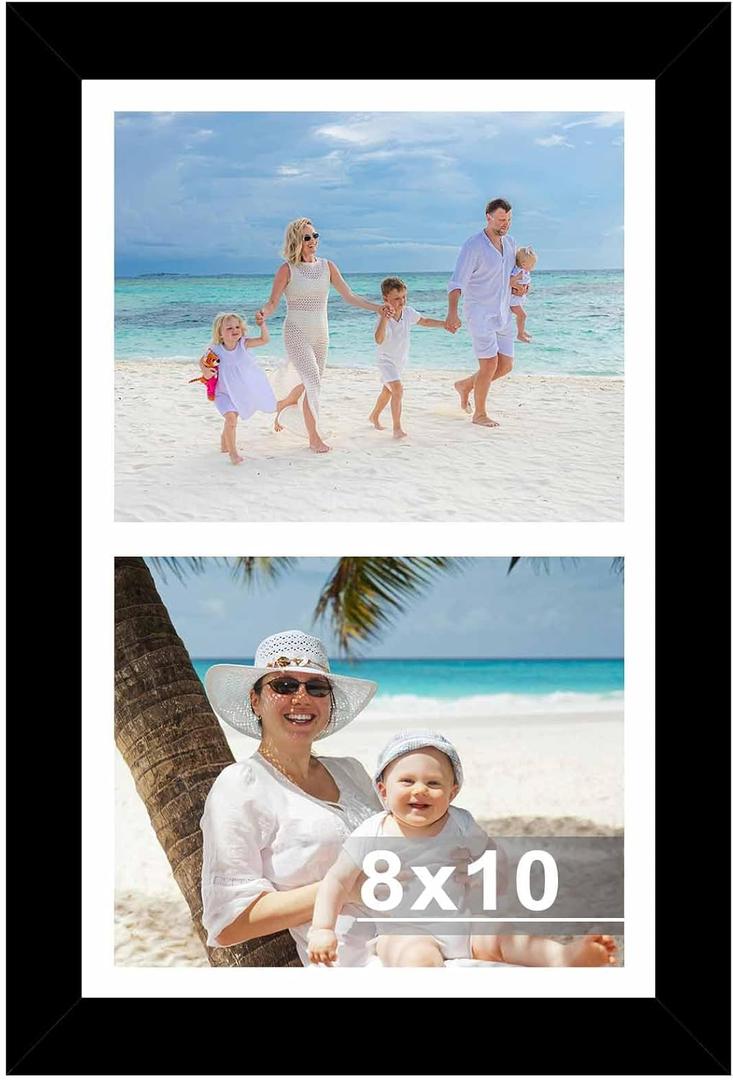 JCJMY 8x10 Double Picture Frame, Display 2 8 x 10 Photos or 11x17 Picture, Two Opening Double 8x10 Collage Frame for Wall Hanging, 8 by 10 Multi Photo Frame, Black