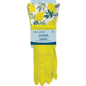 Household Gloves Latex Free Cleaning Grey and Yellow Gloves with Soft Lining Long Cuff 15" & Grip (2 Pair), X-Large