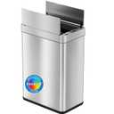 iTouchless 13 Gallon Wings-Open Kitchen Trash Can with Lid and Odor Filter, Stainless Steel, Dog Proof Automatic TrashCan Garbage Bin for Home Office Work Bedroom Living Room Garage Slim Wastebasket (Brushed Silver 13 Gal Sensor)