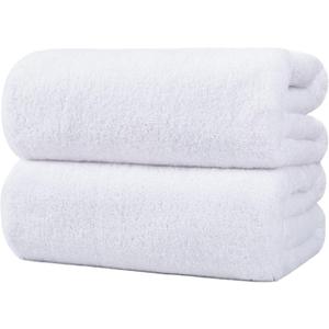 POLYTE Quick Dry Lint Free Microfiber Bath Sheet, 35 x 70 in, Pack of 2 (White)