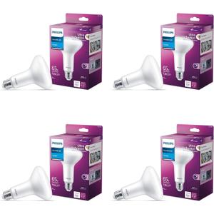 PHILIPS LED 65W BR30 4-Pack Ultra Definition Daylight (5000K) 650 Lumen (7.5W = 65W) Dimmable Frosted Flicker-Free Light Bulbs