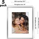 Americanflat 16x20 Picture Frame with Polished Plexiglass - Set of 5 - Use as 11x14 Frame with Mat or Display 16x20 Photo Without Mat - Galleria Collection - Picture Frames for Wall Display - Silver