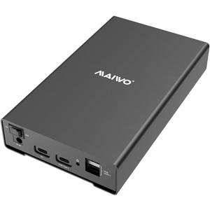 MAIWO External Hard Drive Enclosure for 2.5 3.5 inch SATA SSD HDD, USB3.1 Type-C to SATA Drive Adapter Case, 10Gbps with UASP, 24TB Capacity, 3X HUB Extension, Fits 7/9.5/12.5/15mm Disk