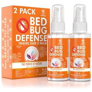 All Natural Bed Bug Spray - Non-Toxic Bed Bug Killer - 2 Bottle Value Bed Bug Spray Travel Size - Fast-Acting Bed Bug Killer | Kills Fleas and Mites