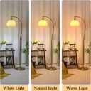 Bofea-Arc Floor Lamps for Living Room Gold Floor Lamp with Orange Glass Shade,3 Color Temperatures,Orange Tall Reading Light with Foot SwitchAmbient Lighting Lamps Mid Century Arch Lamp for Bedroom