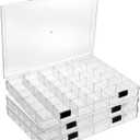 3 Pack 36 Grids Clear Plastic Bead Organizer Storage Box Container, Clear Beads Storage Organizers, Craft Jewelry Small Beads Containers for Organizing Collection Jewelry Making