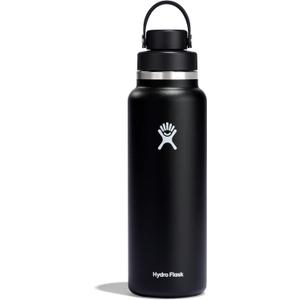 Hydro Flask Water Bottle - Insulated Stainless Steel - Wide Mouth Chug Lid, Non Spill, Leakproof in 40 oz. black00