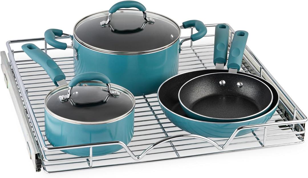 HOLDN STORAGE Pull Out Cabinet Organizer, Heavy Duty Caddy  - Requires At Least 23-1/4 Cabinet Opening, Steel Metal Cabinet Drawers Slide Out, Chrome HOLDN STORAGE Pull Out Cabinet Organizer, Heavy Duty Caddy  - Requires At Least 23-1/4 Cabinet Opening, Steel Metal Cabinet Drawers Slide Out, Chrome