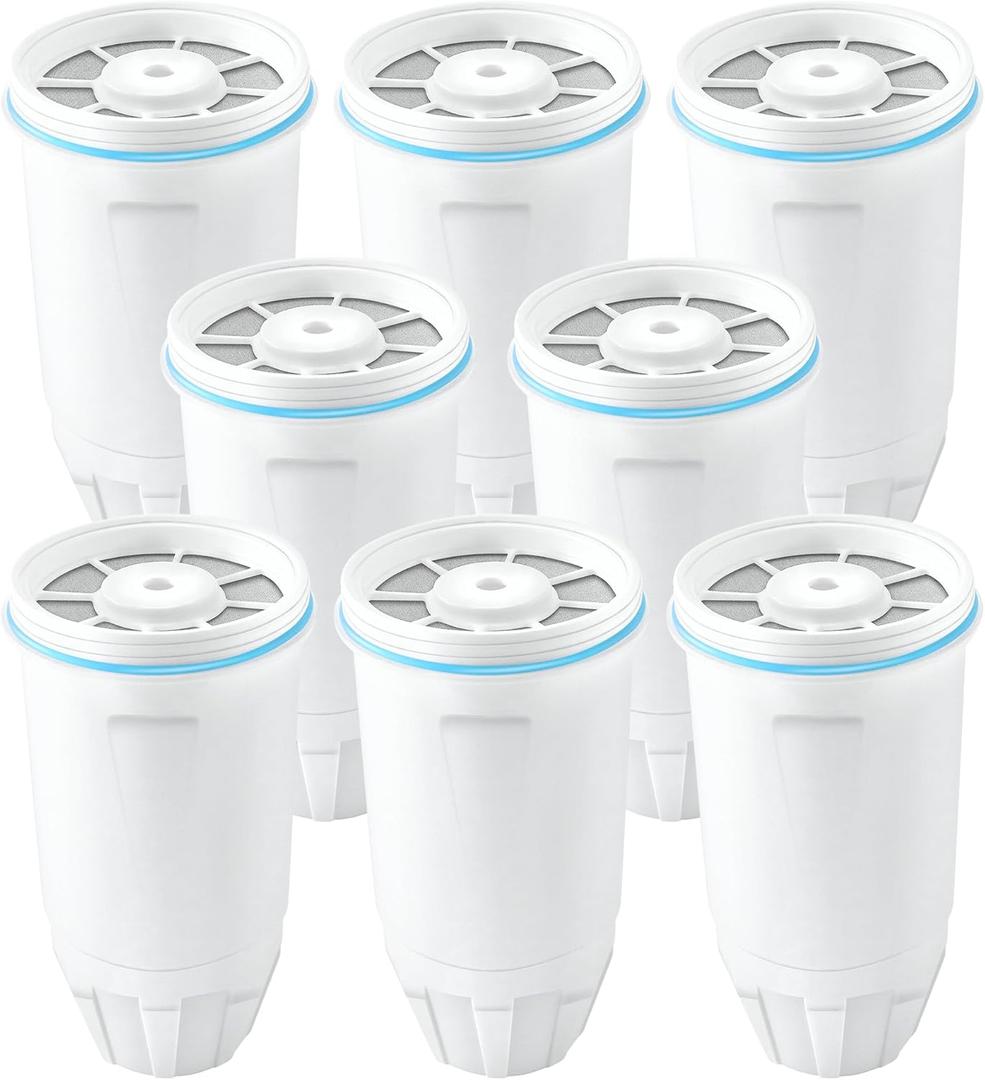 8 Pack Water Filter Replacement for Z-ero Water Filter, New Resin Filtration System 0 TDS 0 Leak, Compatible with Water Pitcher and Dispenser, Reduce Lead/Chromium/PFOA/PFOS by TOMOON