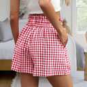 Womens Ruffle Waist Gingham Plaid Shorts Pajama Cotton Boxer 2026 (Red, S)