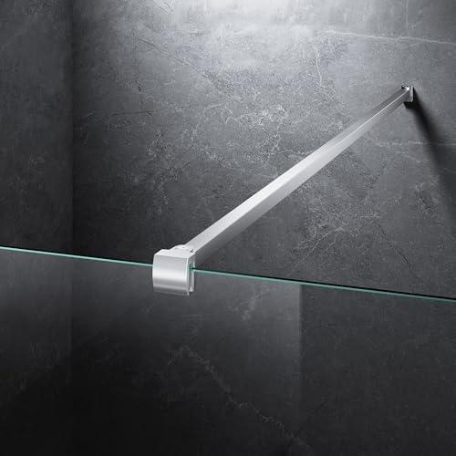 Frameless Shower Door Support Bar, Stainless Steel Wall-to-Glass Support Arm to Fixed Shower Glass Panel, for 1/4"-3/8" (6-10 mm) Door, 180° Pivot & Stow-Flat Mode (Brushed Nickel, 51.2-inch(1300mm))