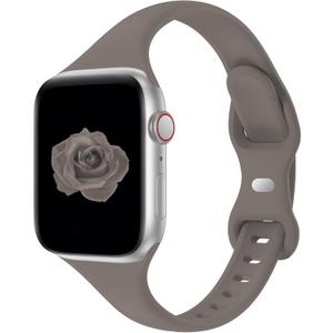 Thin Slim Band Compatible with Apple Watch 38mm 40mm 41mm 42mm 44mm 45mm 46mm 49mm, Replacement Silicone Sport Strap for iWatch Series 11/10/9/8/7/6/5/4/3/2/1 Ultra SE Women Men, Clay, Size 7"