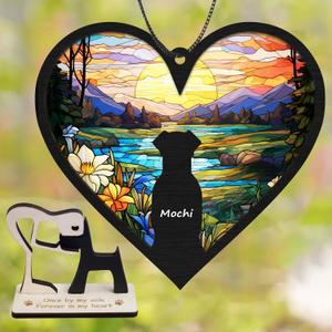 6'' Dog Heart Memorial Suncatcher Custom Name Dog Breed Pet Ornament Window Hanging Sympathy Gift Loss of Pet Passing Away Remembrance Gifts for Dog Lovers in Loving Memory H11-BLA-6-B11-01