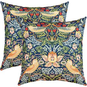 Pack of 2 Mexican Otomi Throw Pillow Covers 20"x20", Boho Bird Pillow Covers, Colorful Floral Bohemian Bright Yellow Green Exotic Cushion Covers, Wild Animals Botanical Decorative Pillow Covers