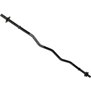 Signature Fitness Standard Threaded Curl Barbell Curl Bar with Collars, 48 inch, Black