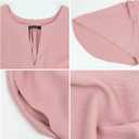 ROYLAMP Women's Elegant Pleated Dress V-Neck Oversized Flutter Sleeves Summer Shift Casual Mini Dresses with Pockets (Pink, M)