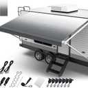 RV Awning Fabric Replacement, 19.5oz Heavy Duty Vinyl, with Tie Down Kits & 7 Hooks & Pull Strap for Trailer Camper Awning- 14'(Fabric 13'2"), Light Gray Fade