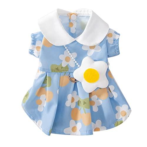 Dog Dress Soft Breathable Puppy Dresses Elegant Princess Lace Floral Pet Dress with Sunflower for Small Dog