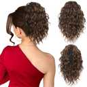 Claw Clip Ponytail Extension - 12 Inch Clip in Ponytail, Curly Pony Tails Hair Extensions, Natural Synthetic Hair Extensions Ponytail, Clip On Ponytails for Women (Color: Brown Mix Orange Brown)