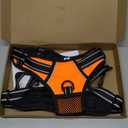 PHOEPET Reflective Dog Harness Large Breed Adjustable No Pull Vest with with Handle 2 Metal Rings 3 Buckles [Easy to Put on & Take Off](L, Orange)