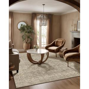 Machine Washable Rugs for Living Room: 5x7 Area Rugs for Bedroom Vintage Stain Resistant Non Slip Low Pile Lightweight Boho Carpet for Kitchen Dining Room Farmhouse Kids Room Nursery (Brown and Grey)