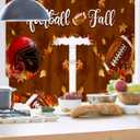 Frienda Autumn Kitchen Curtain Window Valances Set Football Pumpkin Kitchen Fall Curtain Thanksgiving Leaf Tier for Home Room Farmhouse Bedroom, 60 x 36 Valance, 36 x 30 Tier