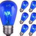 S14 Replacement Incandescent Bulbs, 6 Count Clear Blue, 11W E26 Bulbs for Outdoor String Lights