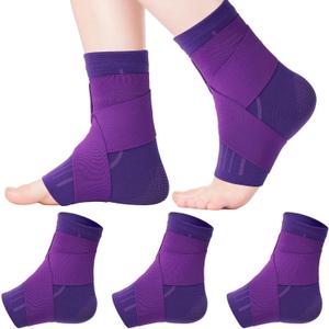 Tarpop 1 Pair Ankle Brace for Kids Compression Ankle Sleeves Adjustable Foot Support Brace Elastic Guard for Children Boys Girls Sports Running Jogging Dance Fitness Gymnastics (Dark Purple,Small)