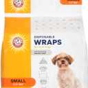 Arm & Hammer Small Male Dog Wraps, Disposable Belly Band Diapers with Baking Soda Odor Control, Super Absorbent Leak Resistant Design for Marking and Incontinence, 12-19 Inch Waist, 12 Count, Small